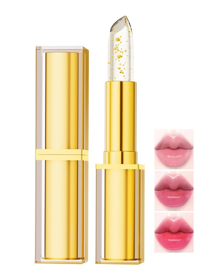 MinFei Color Changing Lipstick, Gold Crystal Ph Transfer Proof Color Changing Lipstick, Clear Lip Stick That Changes Color, Hydrating & Non-Sticky Formula, Long Lasting Moisturizing Lip Gloss for Women(1PCS) - Image 1
